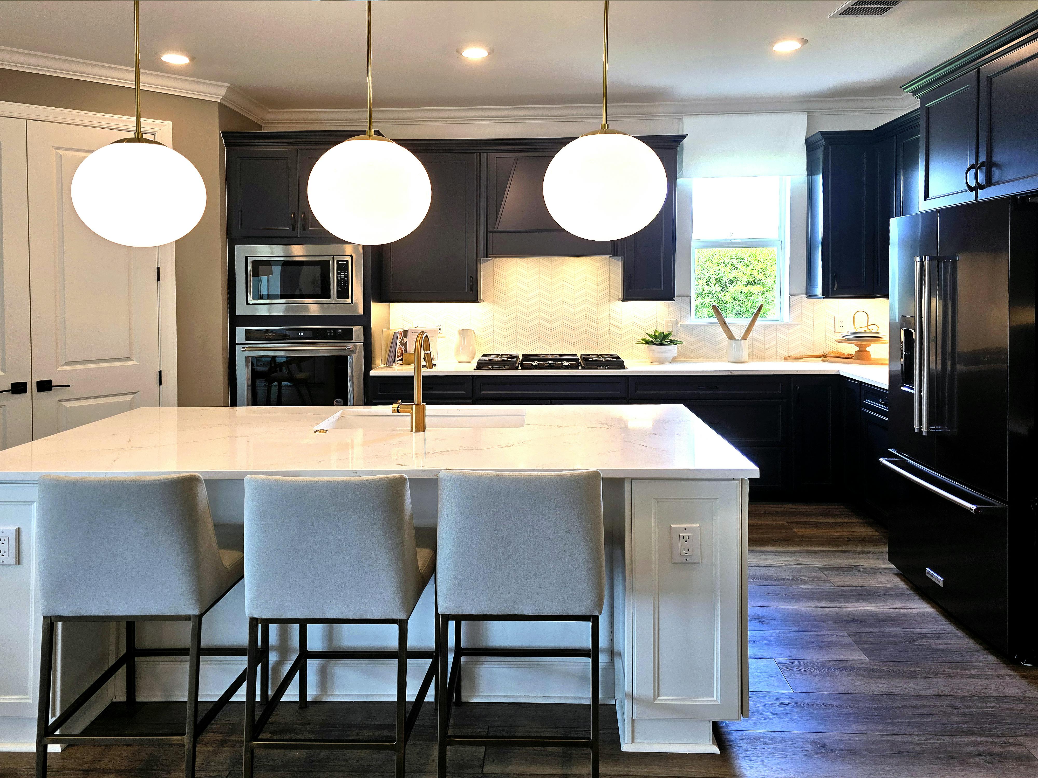 Modern kitchen interior Toronto with sleek design and contemporary lighting
